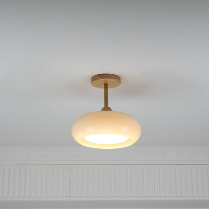 Oval Glass Wood Ceiling Light