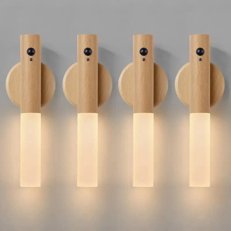 Oakmira Minimalist Wood Motion Sensor Wall Light