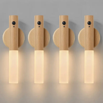 Oakmira Minimalist Wood Motion Sensor Wall Light