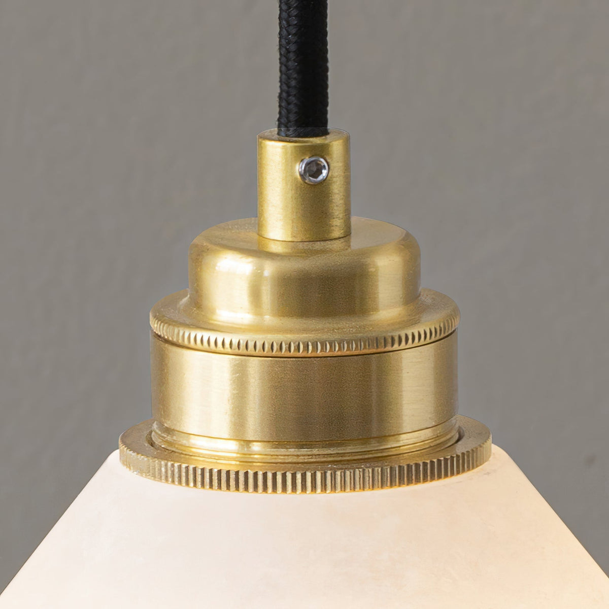 Alabaster Cone Brass Pendant Light