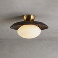 Wood Disc Opal Ceiling Light