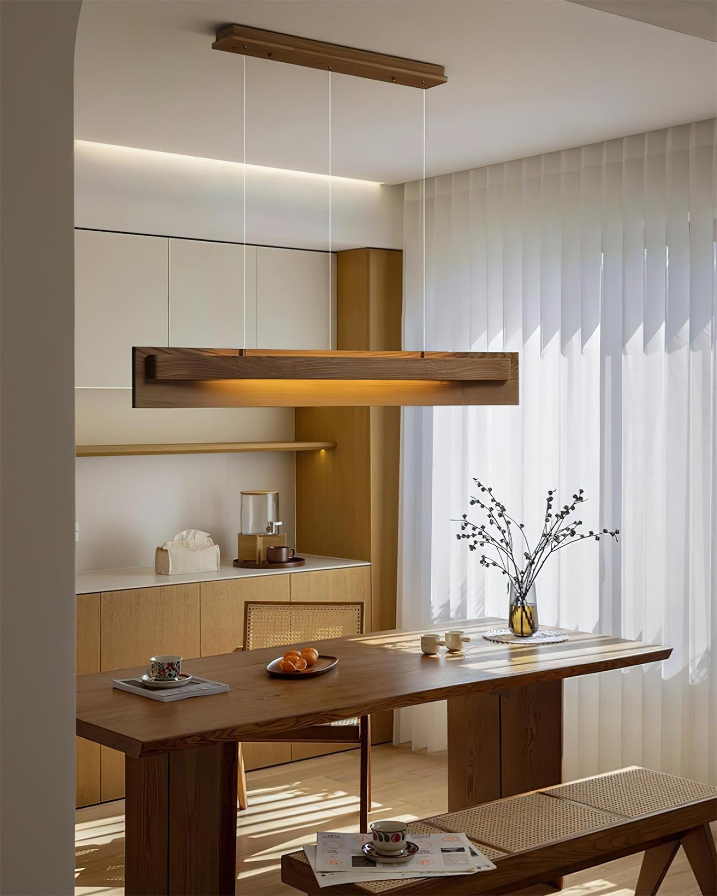 Linear Wood LED Chandelier