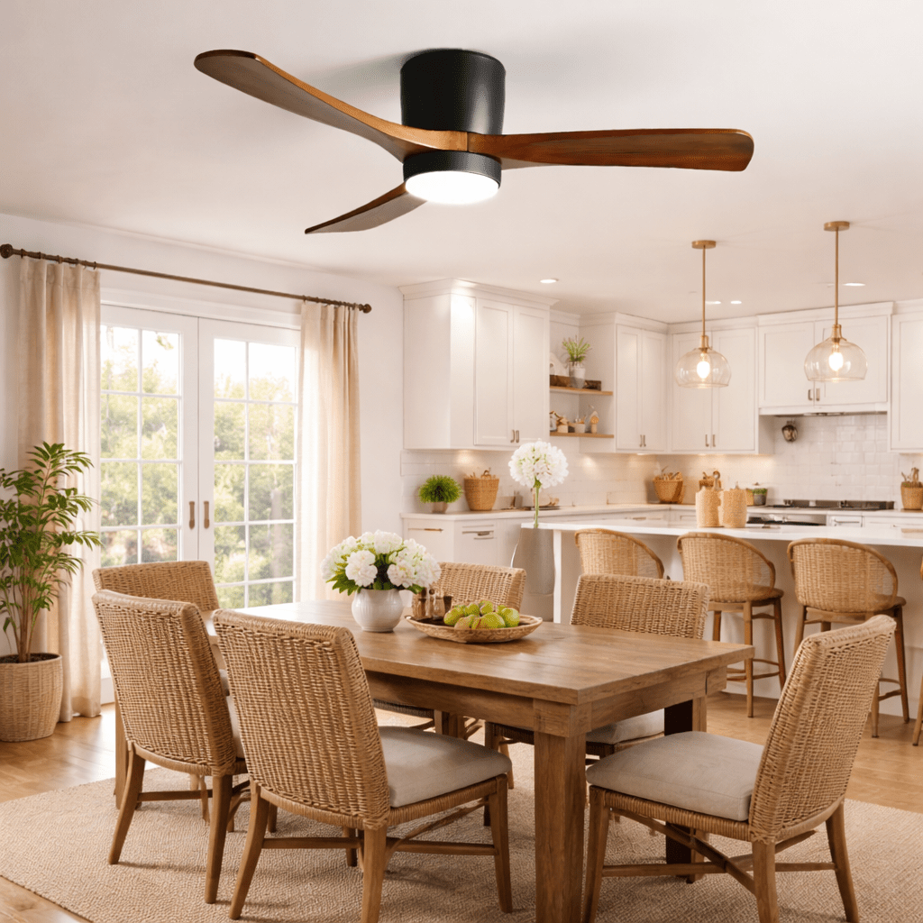 Sycamore Wood Flush Ceiling Fan
