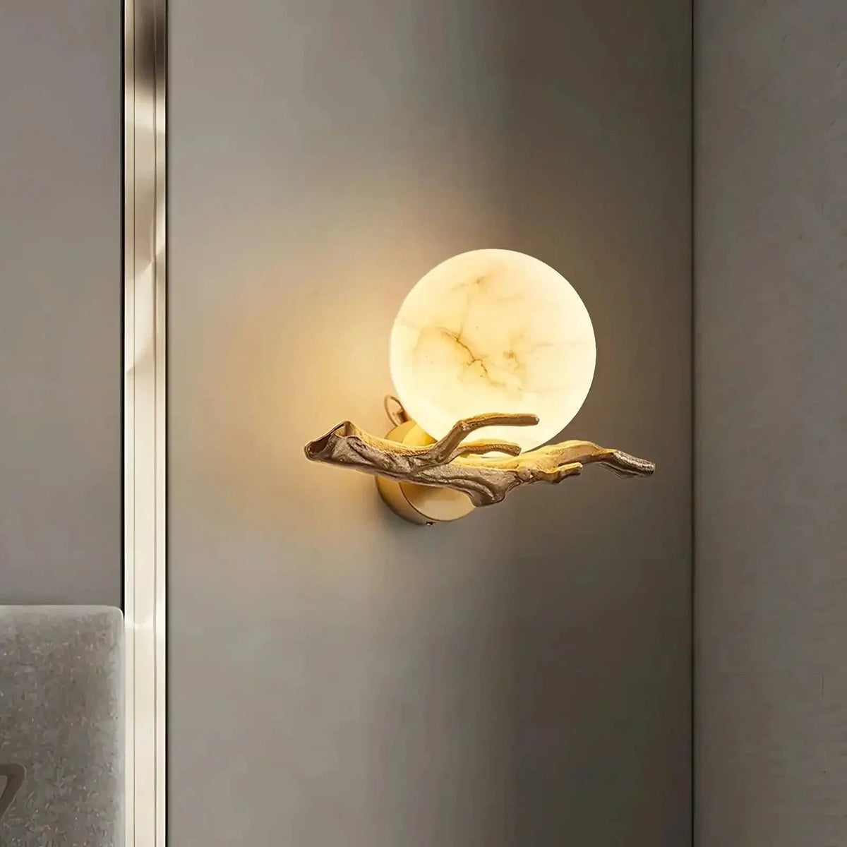 Brass Branch Alabaster Wall Light