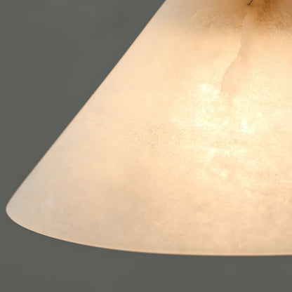 Alabaster Cone Brass Pendant Light