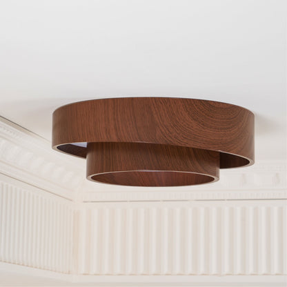 Walnut Spiral Ring Ceiling Light