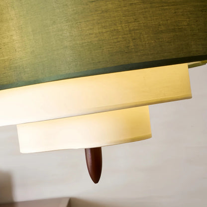 Tiered Fabric Walnut Pendant Light