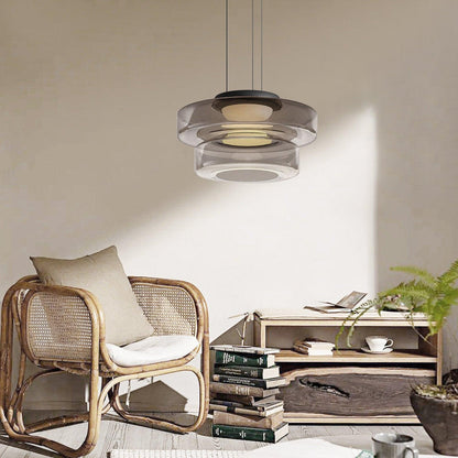 Stacked Glass Disc Pendant Light