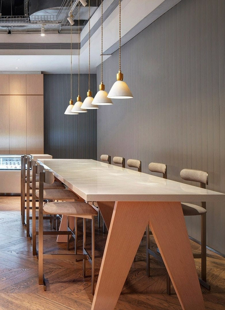 Ribbed Ceramic Copper Pendant Light
