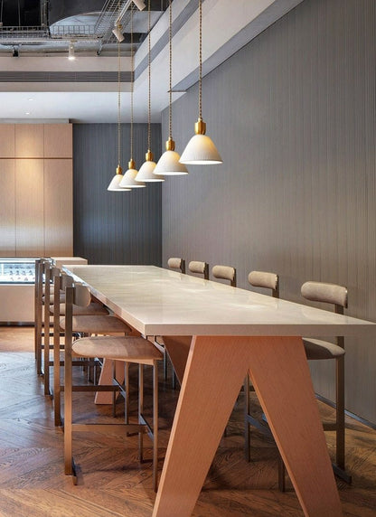 Ribbed Ceramic Copper Pendant Light
