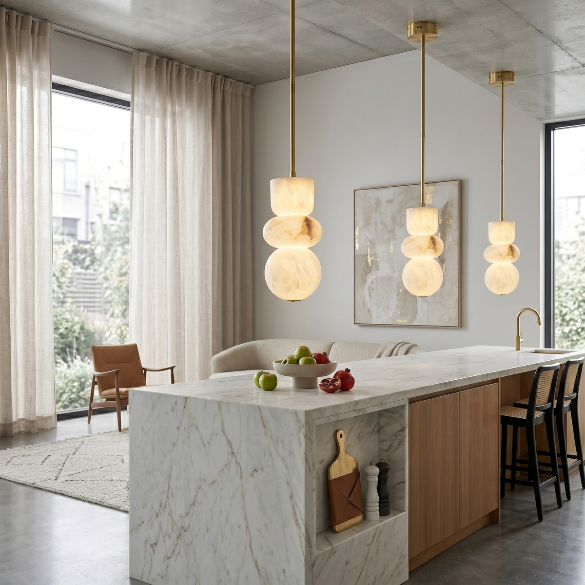 Stacked Alabaster Pendant Light