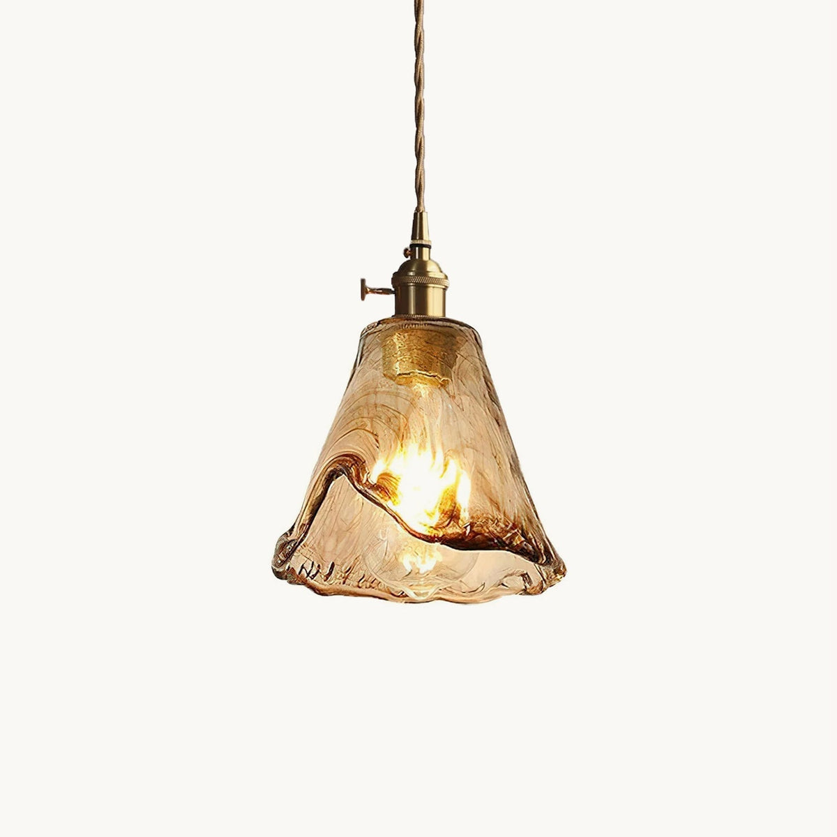 Vintage Brass Amber Pendant Light