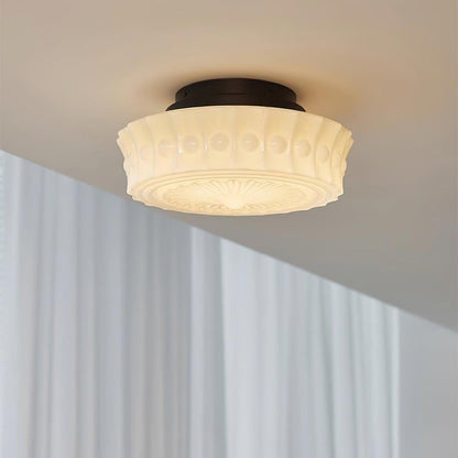 Scalloped Milk Glass Ceiling Light
