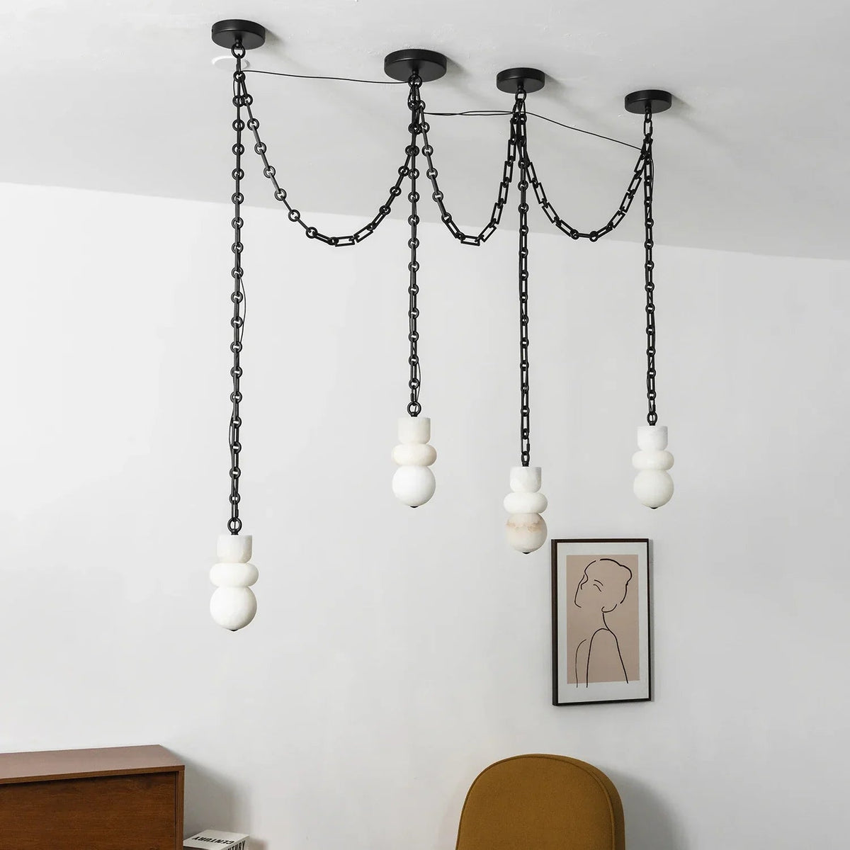 Alabaster Stone Cascade Chandelier