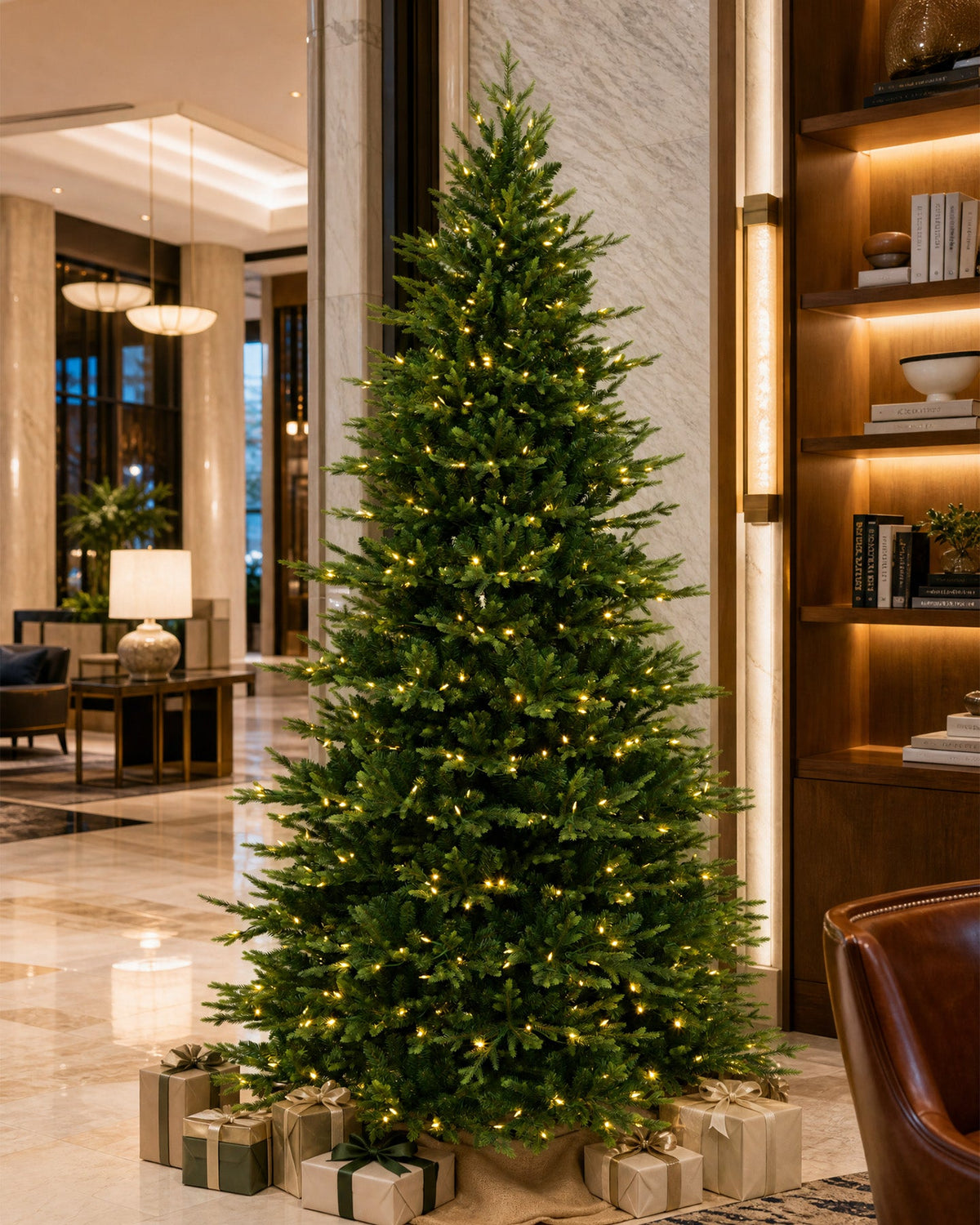 Skovra Classic PE/PVC 12ft Pre-Lit Christmas Tree
