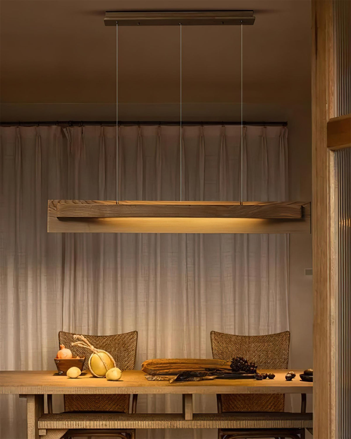 Linear Wood LED Chandelier