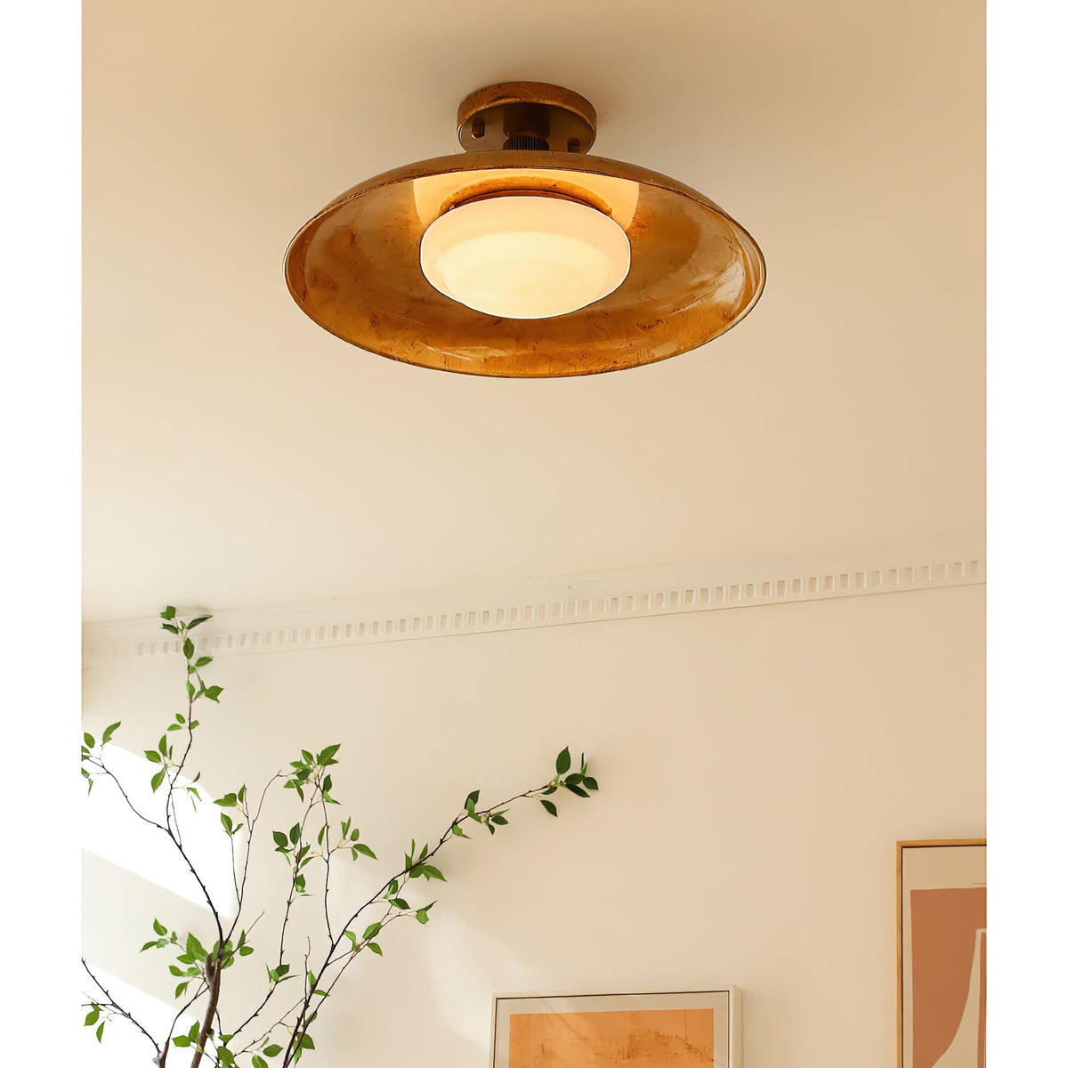 Wide Disc Flush Ceiling Light