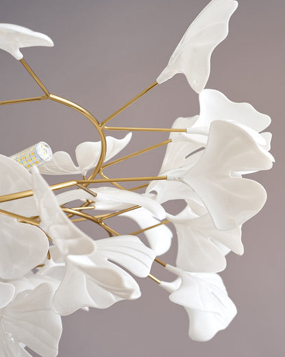 Ceramic Petal Brass Chandelier