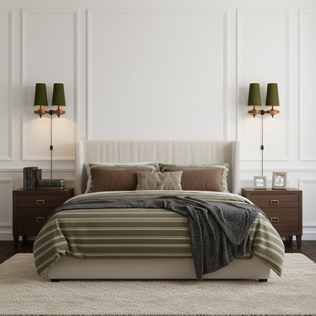 Walnut Brass Plug-In Wall Light