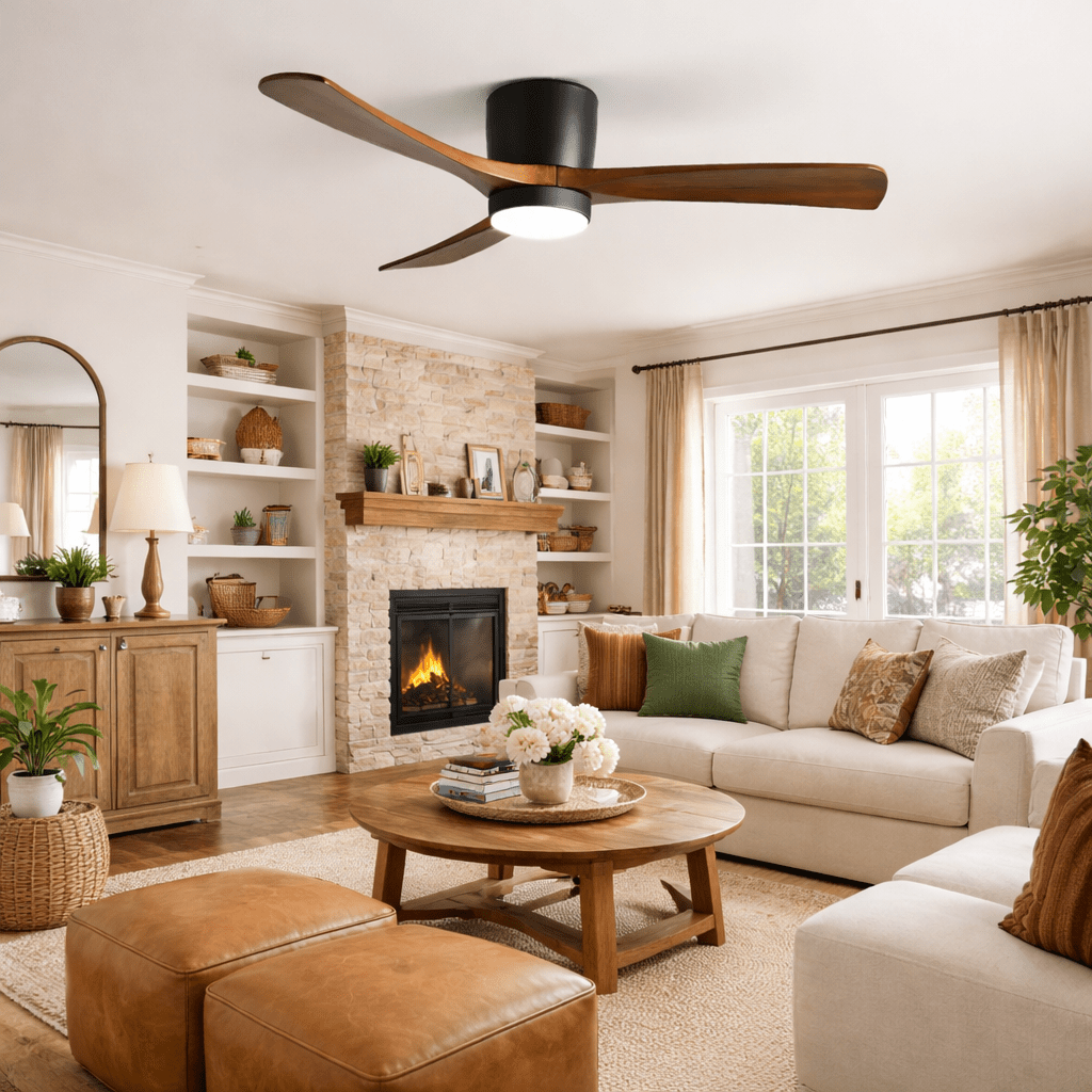 Sycamore Wood Flush Ceiling Fan