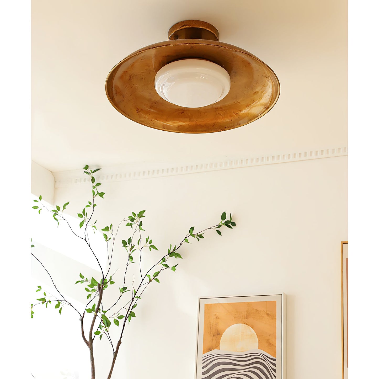 Wide Disc Flush Ceiling Light
