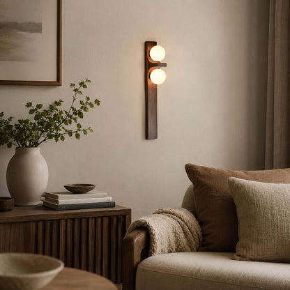 Wood Double Globe Wall Light