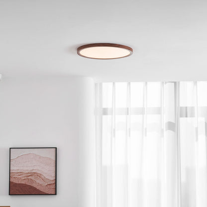 Slim Walnut Flush Ceiling Light