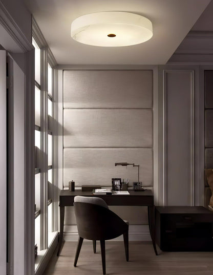 Alabaster Drum Flush Ceiling Light