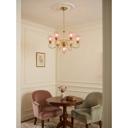 Scrolled Brass Globe Chandelier
