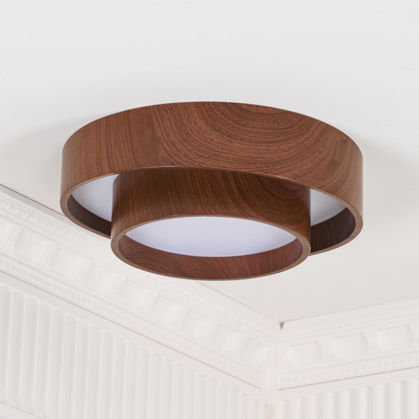 Walnut Spiral Ring Ceiling Light