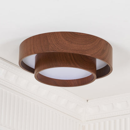 Walnut Spiral Ring Ceiling Light