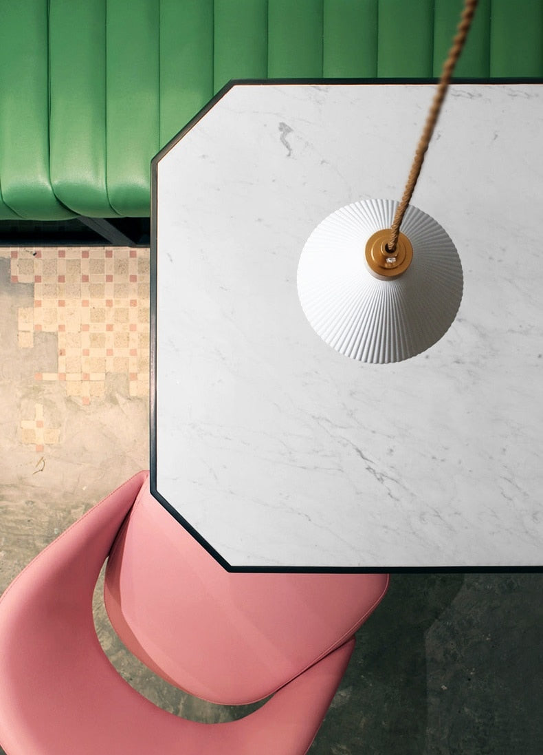 Ribbed Ceramic Copper Pendant Light