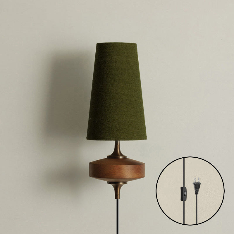 Walnut Brass Plug-In Wall Light