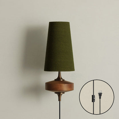 Walnut Brass Plug-In Wall Light