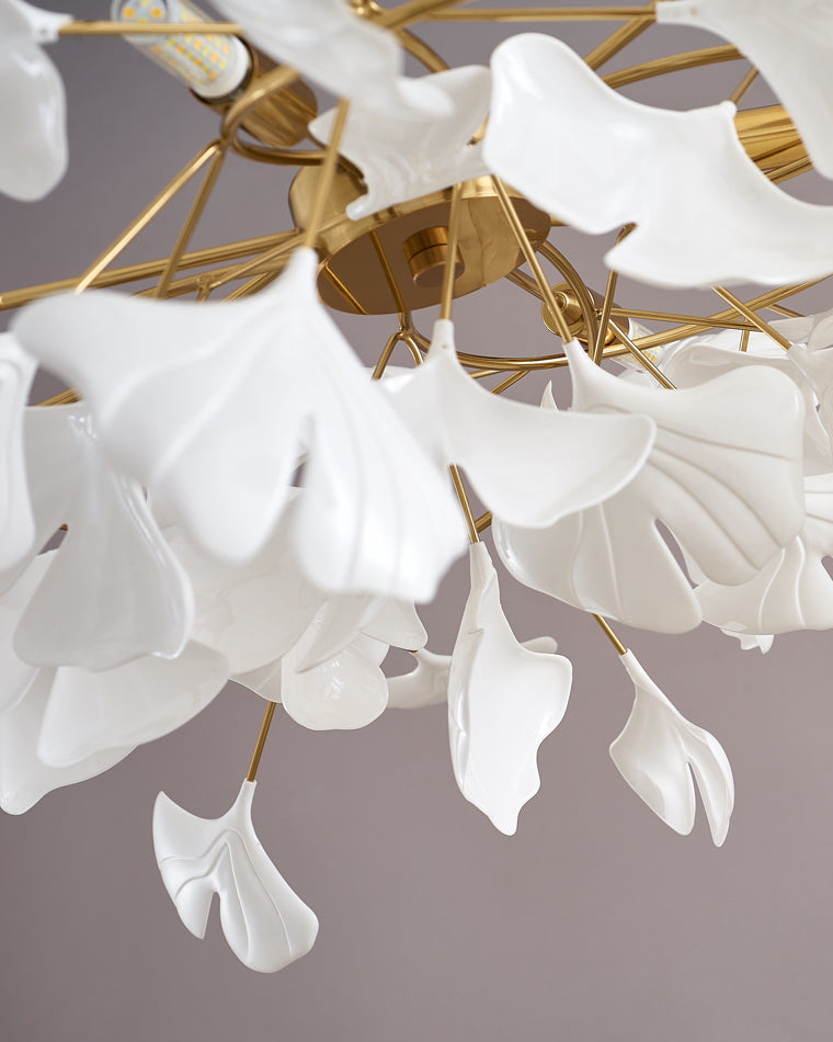 Ceramic Petal Brass Chandelier