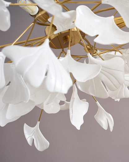 Ceramic Petal Brass Chandelier