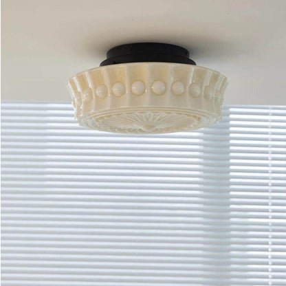 Scalloped Milk Glass Ceiling Light
