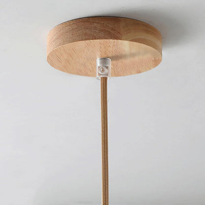 Milk Glass Wood Pendant Light