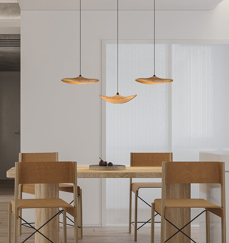 Wavy Wood Leaf Pendant Light