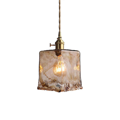 Vintage Brass Amber Pendant Light