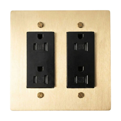 Galveno Vintage Solid Brass 2-Gang Outlet