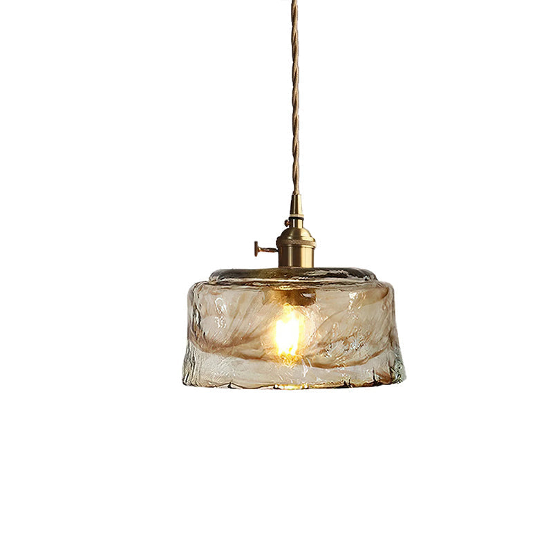 Vintage Brass Amber Pendant Light