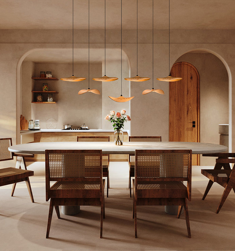 Wavy Wood Leaf Pendant Light