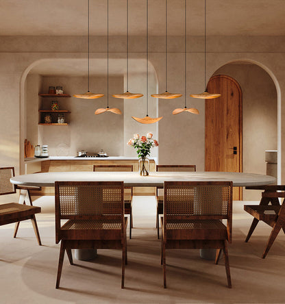 Wavy Wood Leaf Pendant Light