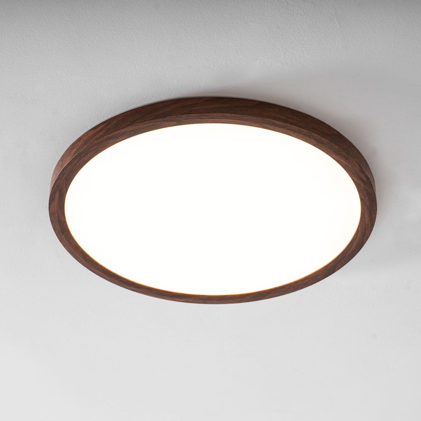 Slim Walnut Flush Ceiling Light