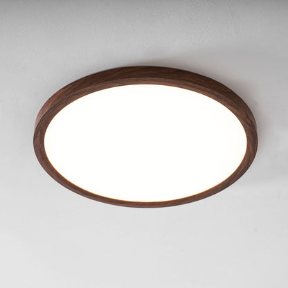 Slim Walnut Flush Ceiling Light