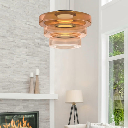 Stacked Glass Disc Pendant Light