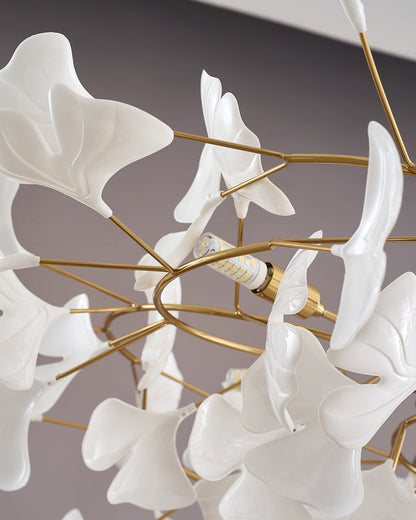 Ceramic Petal Brass Chandelier