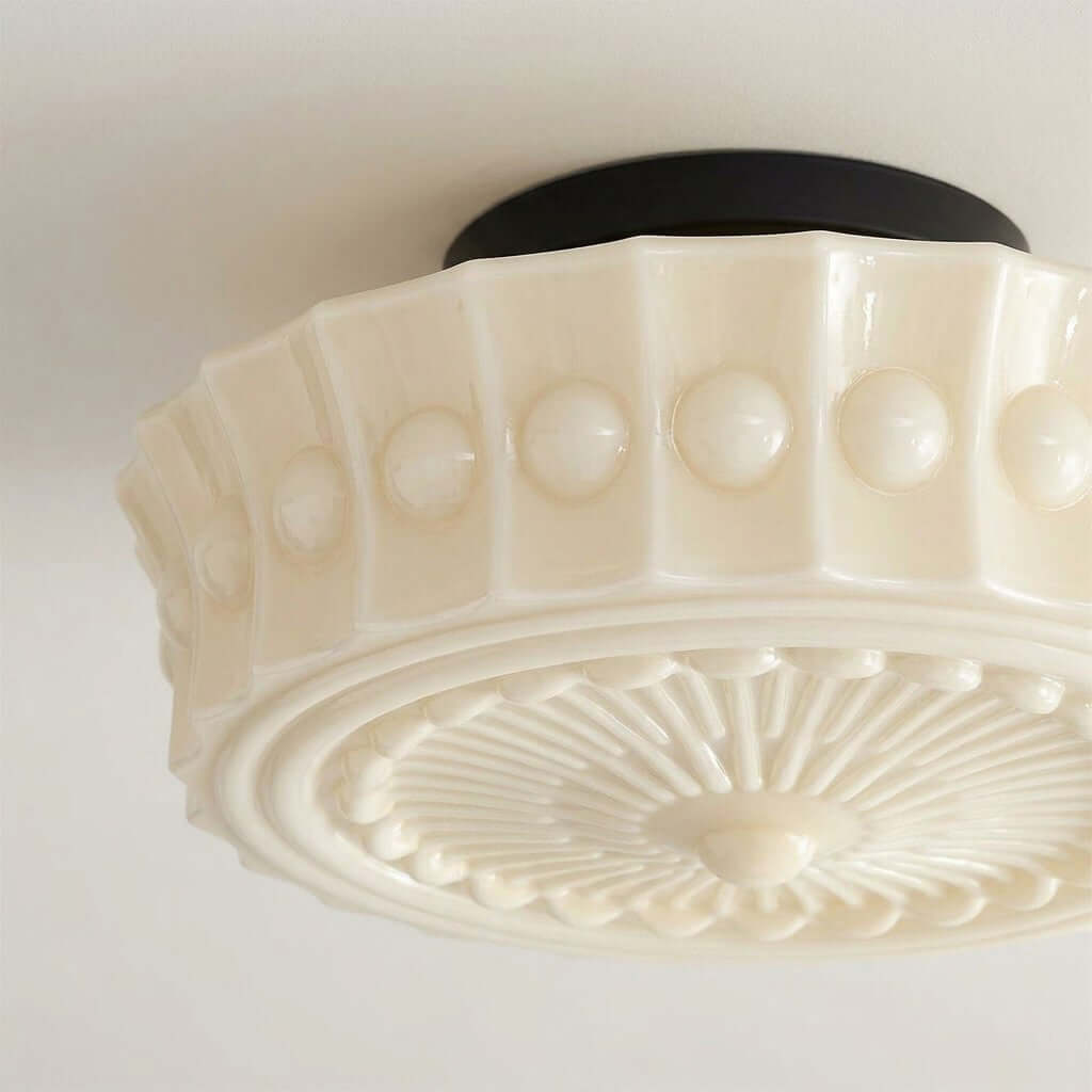 Scalloped Milk Glass Ceiling Light