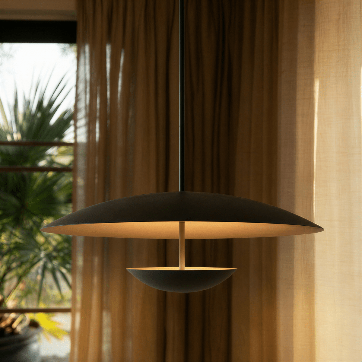 Wide Disc Metal Pendant Light
